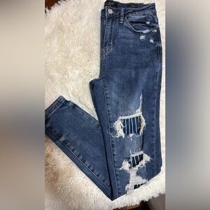 Judy Blue Distressed Dark Blue Boyfriend Jeans
